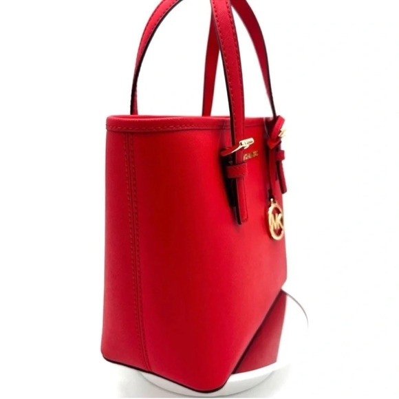 Michael Kors Jet Set Travel Extra-Small Top Zip Tote Bag Red - Picture 4 of 9